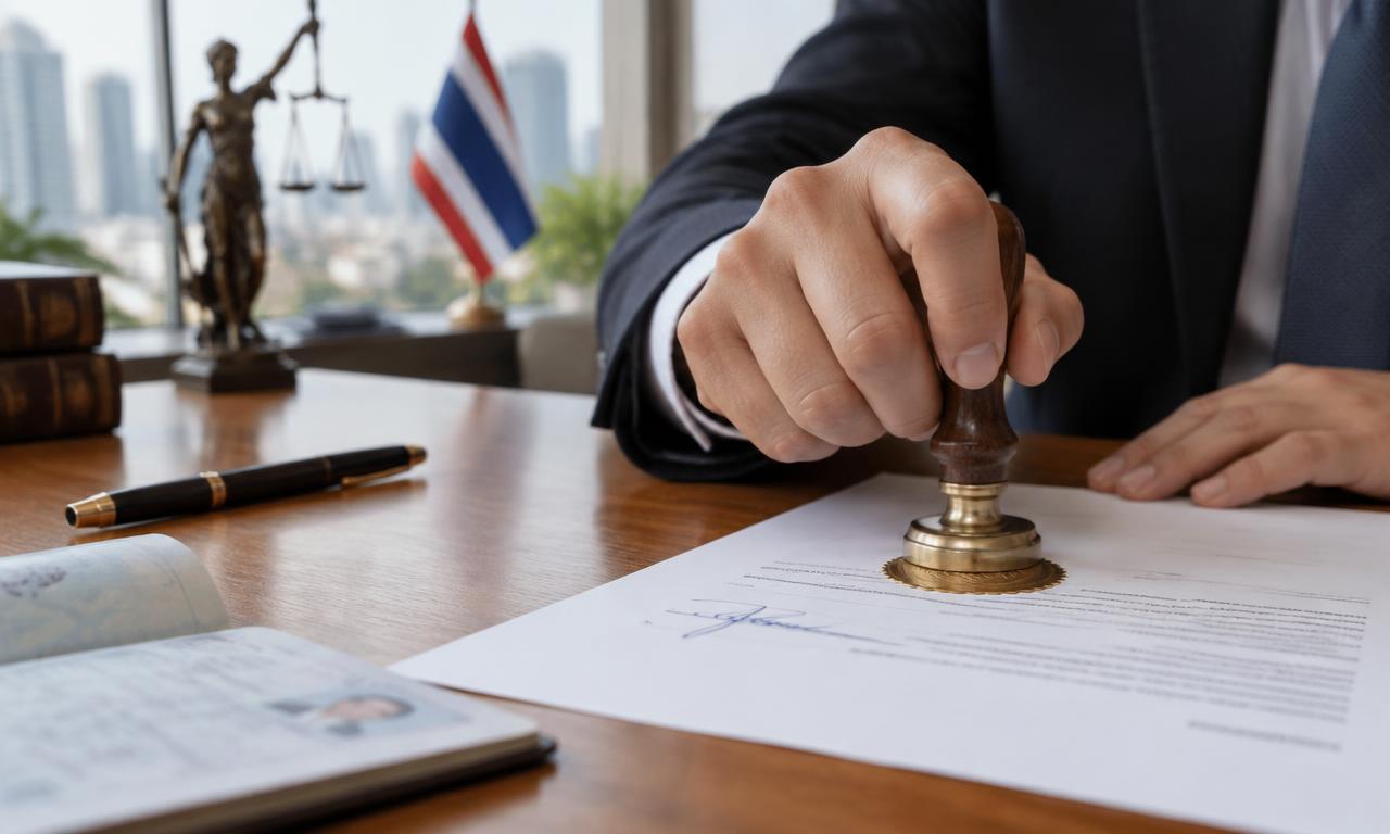 An attorney applying a seal to a signed document